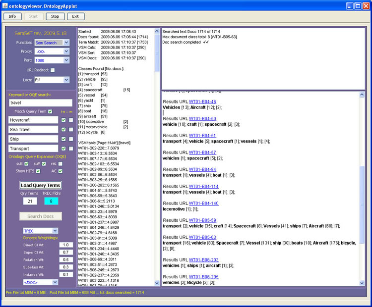 An example of the prototype SemSeT query interface.